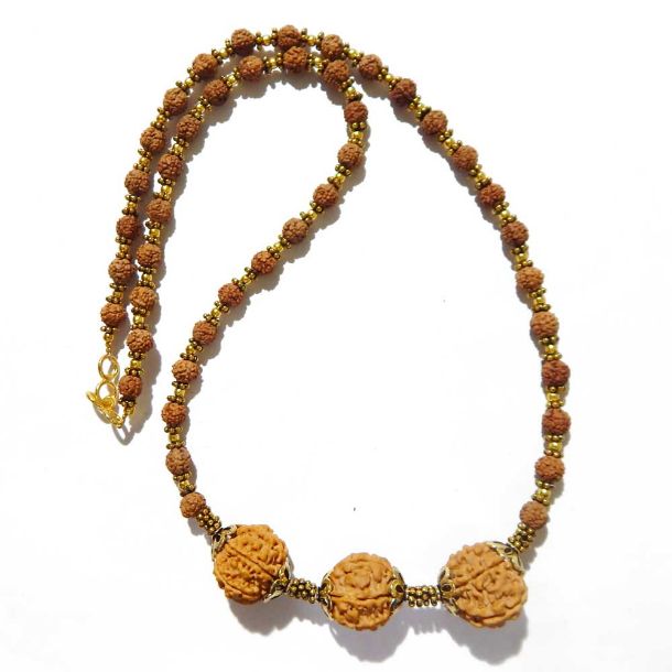 5 Face Rudraksha Mala with 3 pcs of 6 Face Nepali Rudraksha